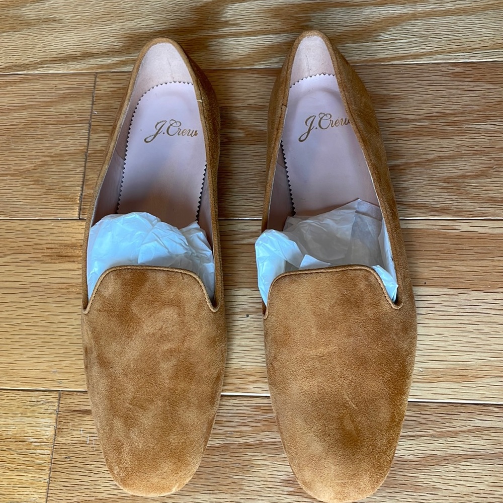 NEW J. Crew Smoking Loafers in Suede Roasted Cider color, Size 7